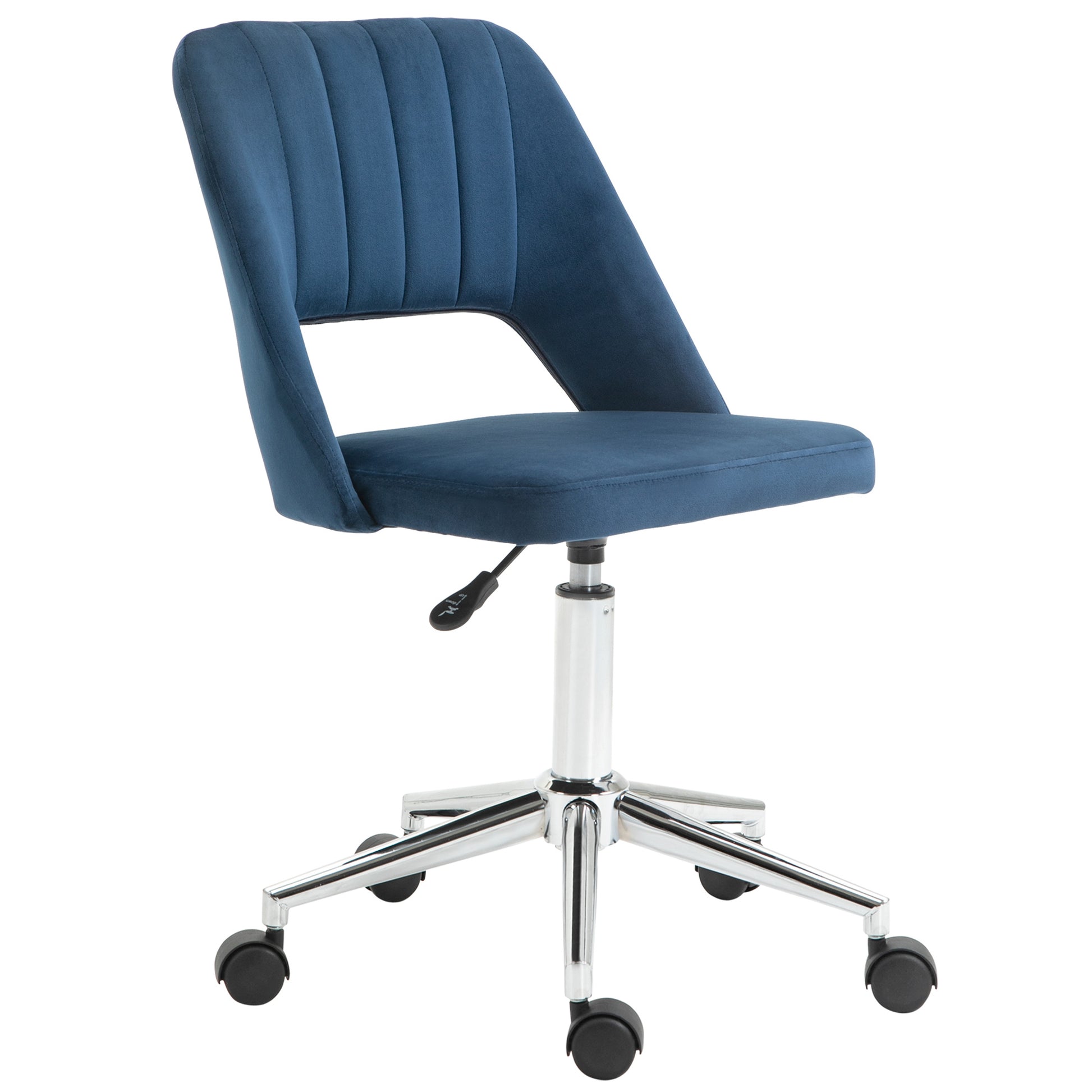 Photo of Vinsetto Armless Velvet-Feel Office Chair - Dark Blue in Blue colour on a white background