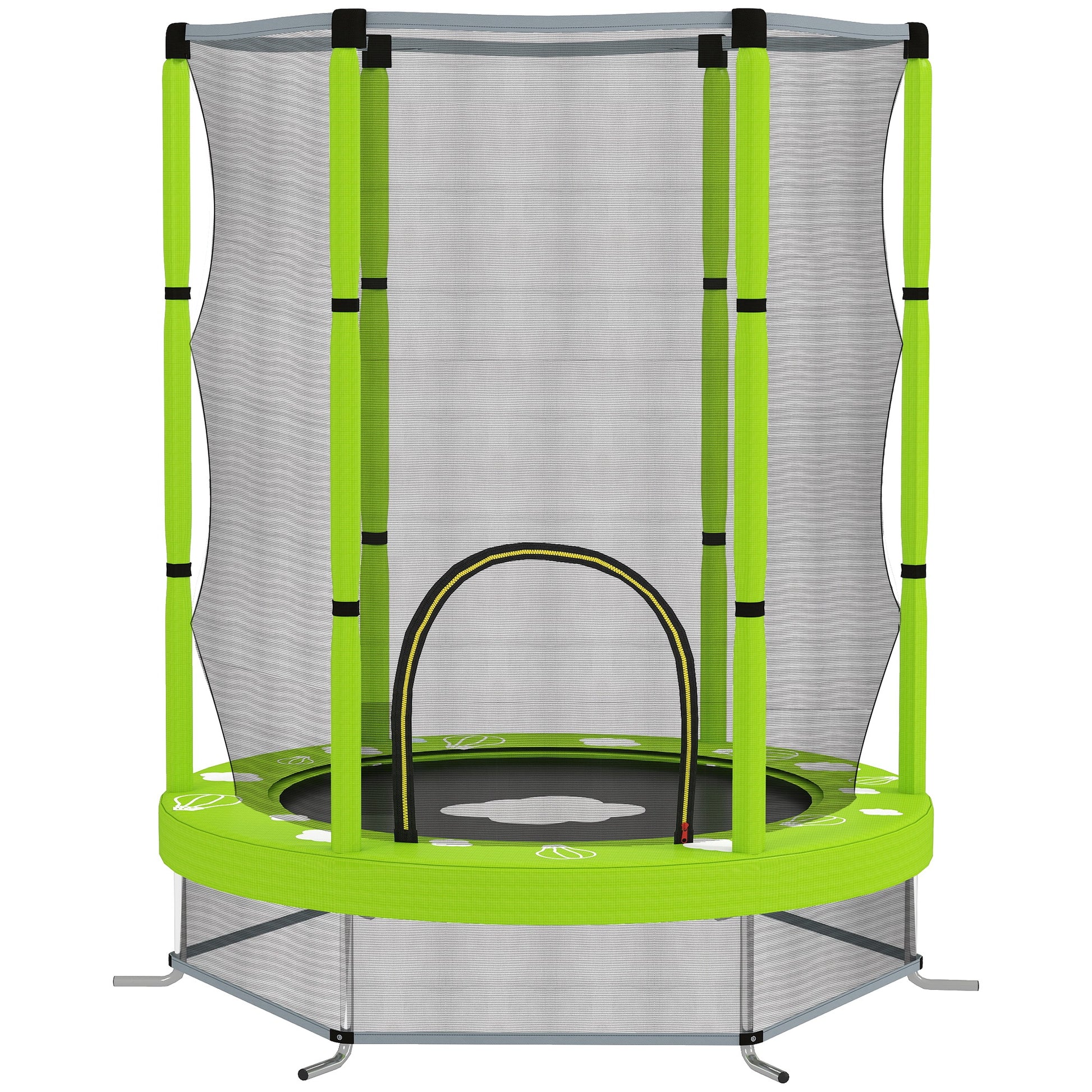 Photo of AIYAPLAY 4.6ft Toddler Trampoline w/ Safety Enclosure Net, for Indoor Outdoor Use, Ages 3-6 Years, Green in Green colour on a white background