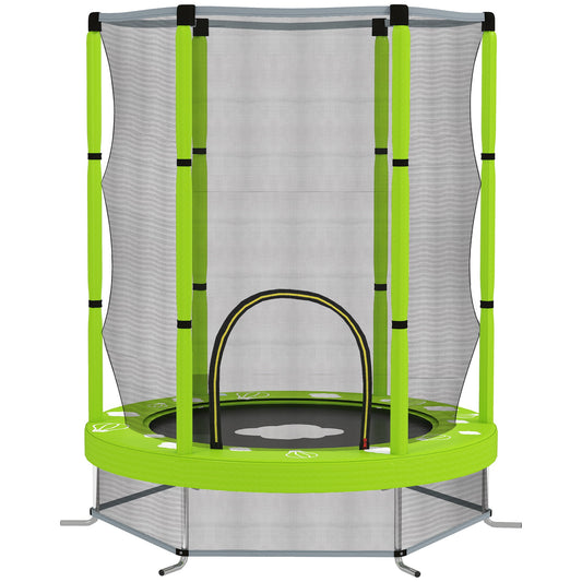 Photo of AIYAPLAY 4.6ft Toddler Trampoline w/ Safety Enclosure Net, for Indoor Outdoor Use, Ages 3-6 Years, Green in Green colour on a white background