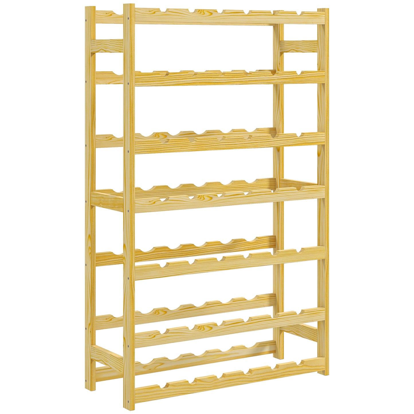 Photo of HOMCOM 42-Bottle Wooden Wine Rack - Natural Finish in Finish colour on a white background