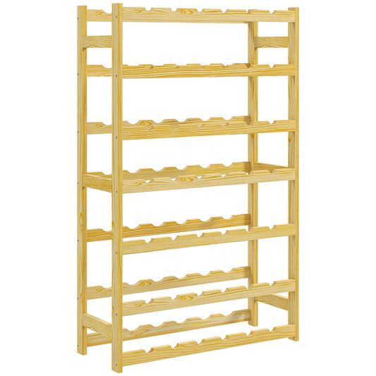 Photo of HOMCOM 42-Bottle Wooden Wine Rack - Natural Finish in Finish colour on a white background