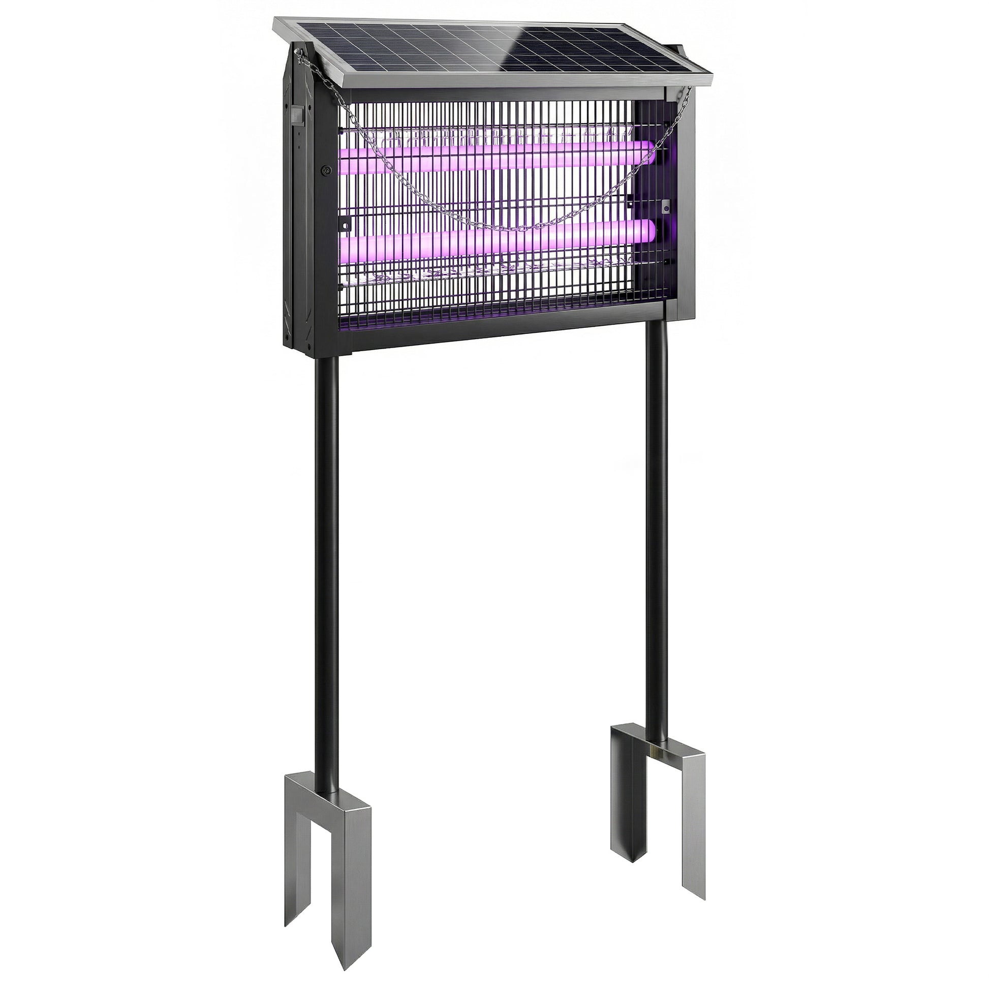 Photo of Outsunny Solar Bug Zapper Outdoor, 3500 V Electric Mosquito Fly Zapper with 4.3 m Cord, Dusk-to-Dawn Control, Black in Black colour on a white background