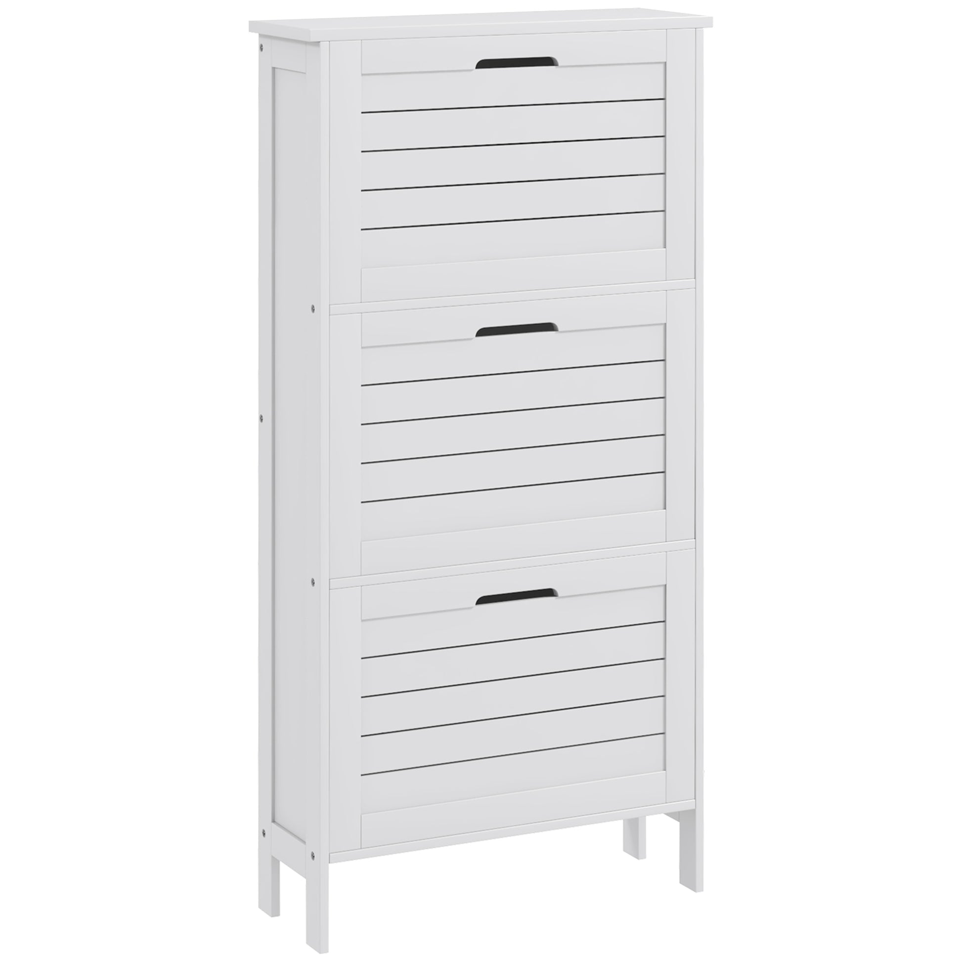 Photo of HOMCOM Narrow Shoe Cabinet with 3 Flip Drawers - White in White colour on a white background