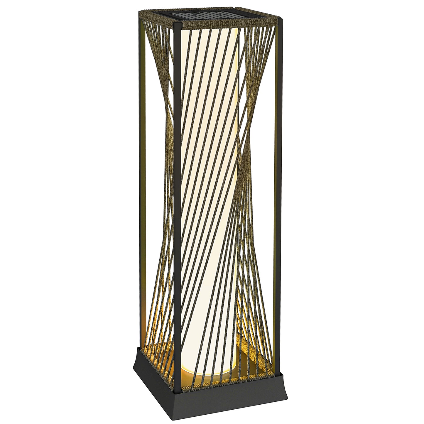 Photo of Outsunny Garden Rattan Lamp, 77 cm Tall Solar Rattan Floor Lamp, Solar Garden Light with Auto On/Off LED Lights, IP44 Waterproof for Outdoor, Porch, Pathway, Terrace, Grey in Grey colour on a white background