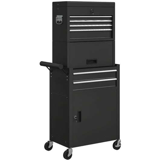 Photo of HOMCOM Three-Part Steel Locking Tool Chest - Black in Black colour on a white background