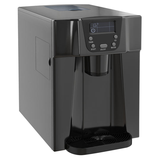 Photo of HOMCOM 3L Ice Maker Machine and Water Dispenser, 12kg in 24H, 2 Sizes 9 Ice Cubes Ready in 6-10 Mins Ice Machine, Black in Black colour on a white background