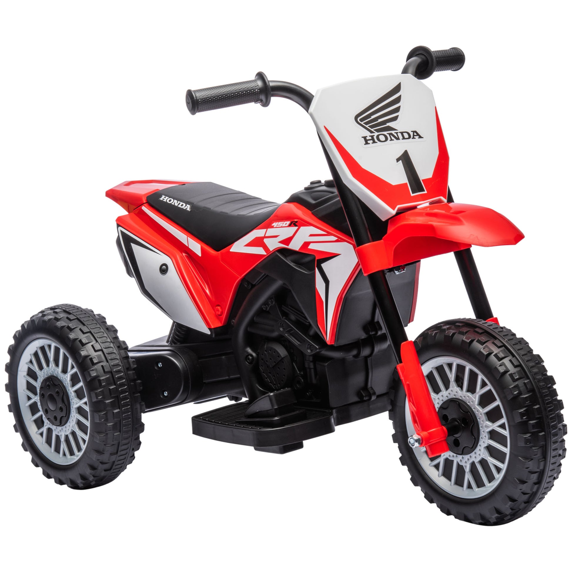 Photo of HOMCOM 6V Kids Motorbike, Three-Wheel Kids Electric Motorbike with Horn, Startup Sound for Ages 18-36 Months - Red in Red colour on a white background