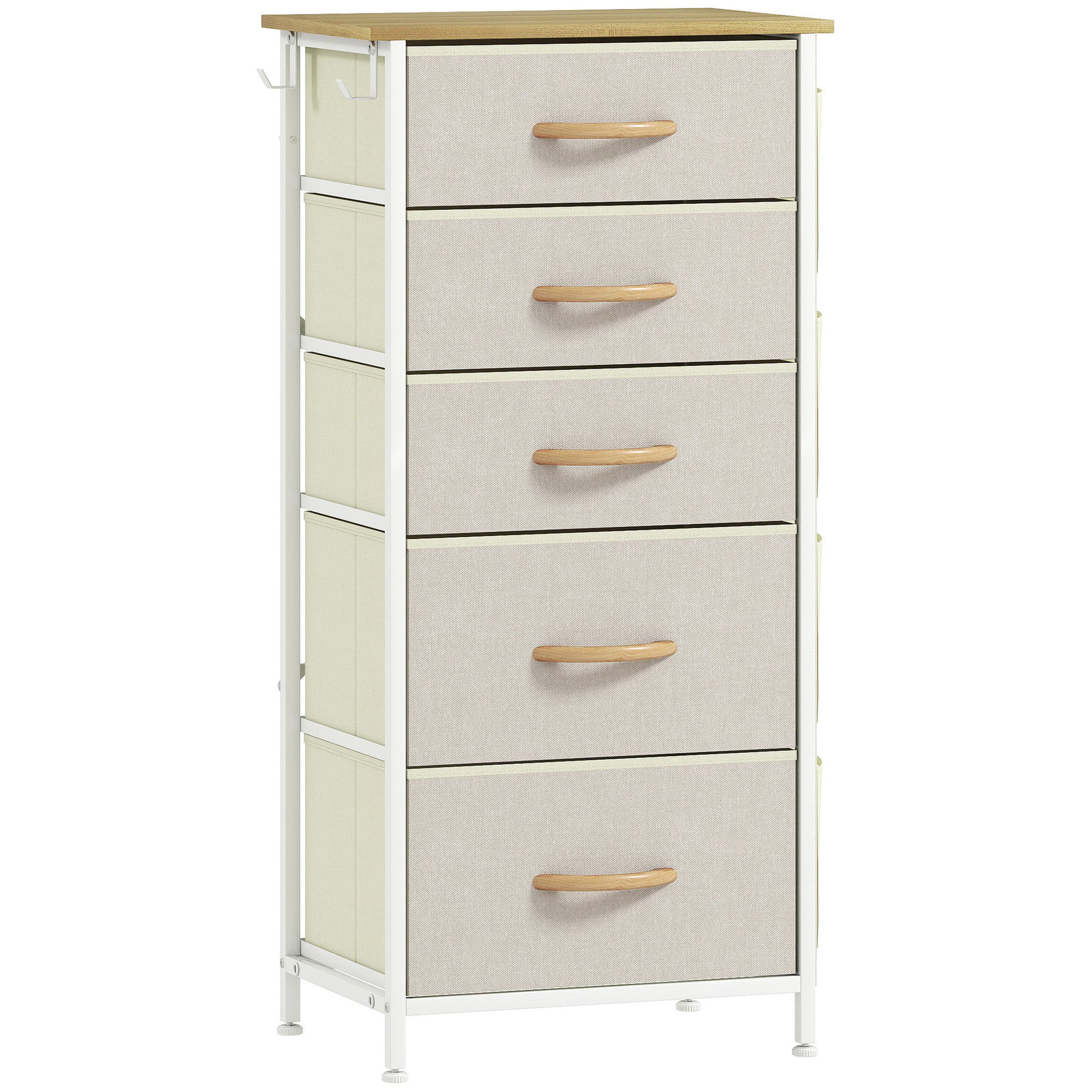 Photo of HOMCOM Chest of Five Fabric Drawers - Beige in Beige colour on a white background