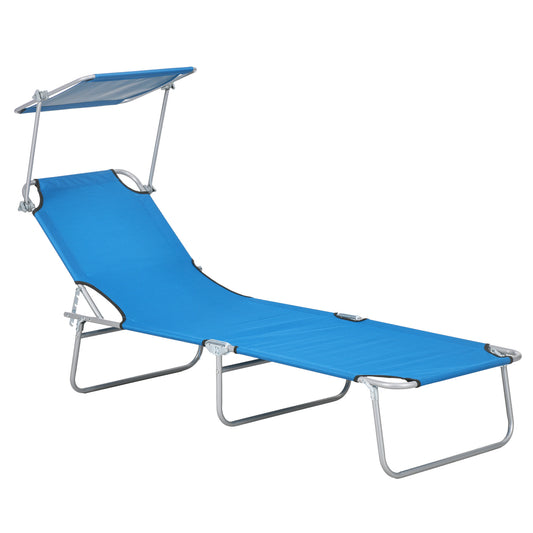 Photo of Outsunny Sun Lounger, with Adjustable Face Canopy - Bright Blue in Blue colour on a white background
