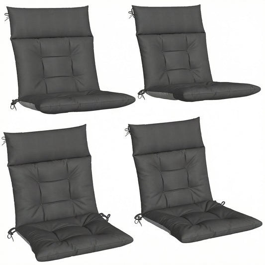 Photo of Outsunny Patio Chair Cushions Set of 4, Waterproof Non-Slip Lounge Chair Cushions, 112x53cm, Dark Grey in Grey colour on a white background