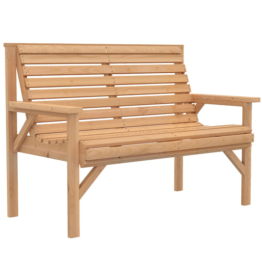 Photo of Outsunny 2 Seater Wooden Garden Bench, Slatted Patio Bench with Armrest and Backrest, Outdoor Furniture for Indoor, Balcony in Balcony colour on a white background