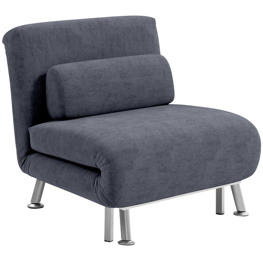 Photo of HOMCOM Single Velvet-Feel Sleeper Chair - Charcoal Grey in Grey colour on a white background