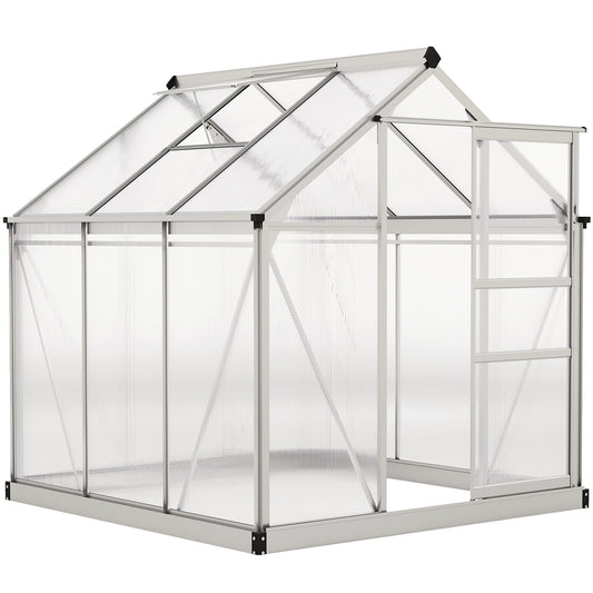 Photo of Outsunny 6 x 6ft Polycarbonate Greenhouse - Clear in Clear colour on a white background