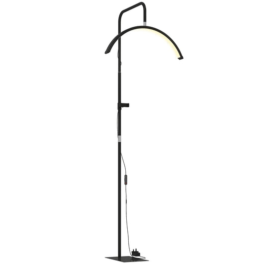 Photo of HOMCOM Half Moon Lash Light, 350° Rotatable Head, 7 Colours, Dimmable Beauty Floor Lamp, Black in Black colour on a white background
