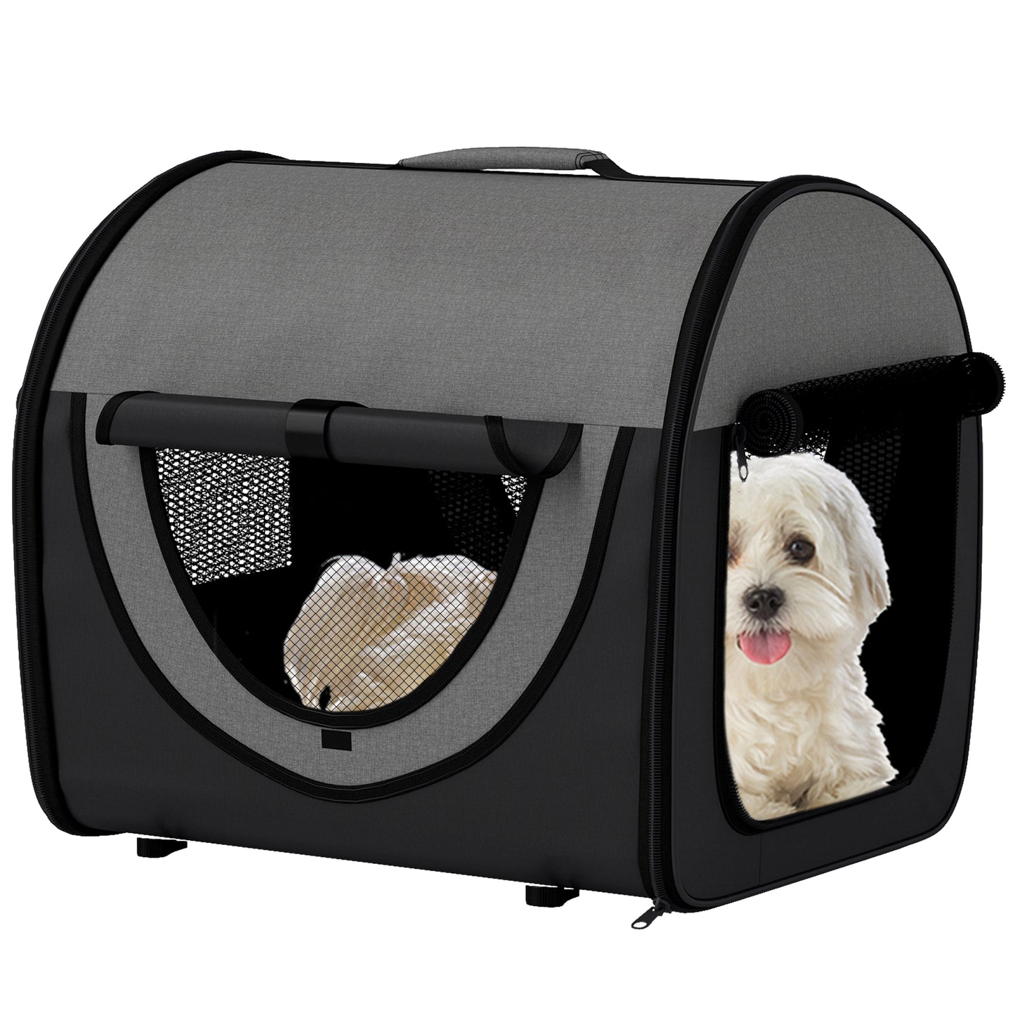 Photo of Pawhut Folding Fabric Soft Pet Crate, 46Lx36Wx41H cm - Black in Black colour on a white background