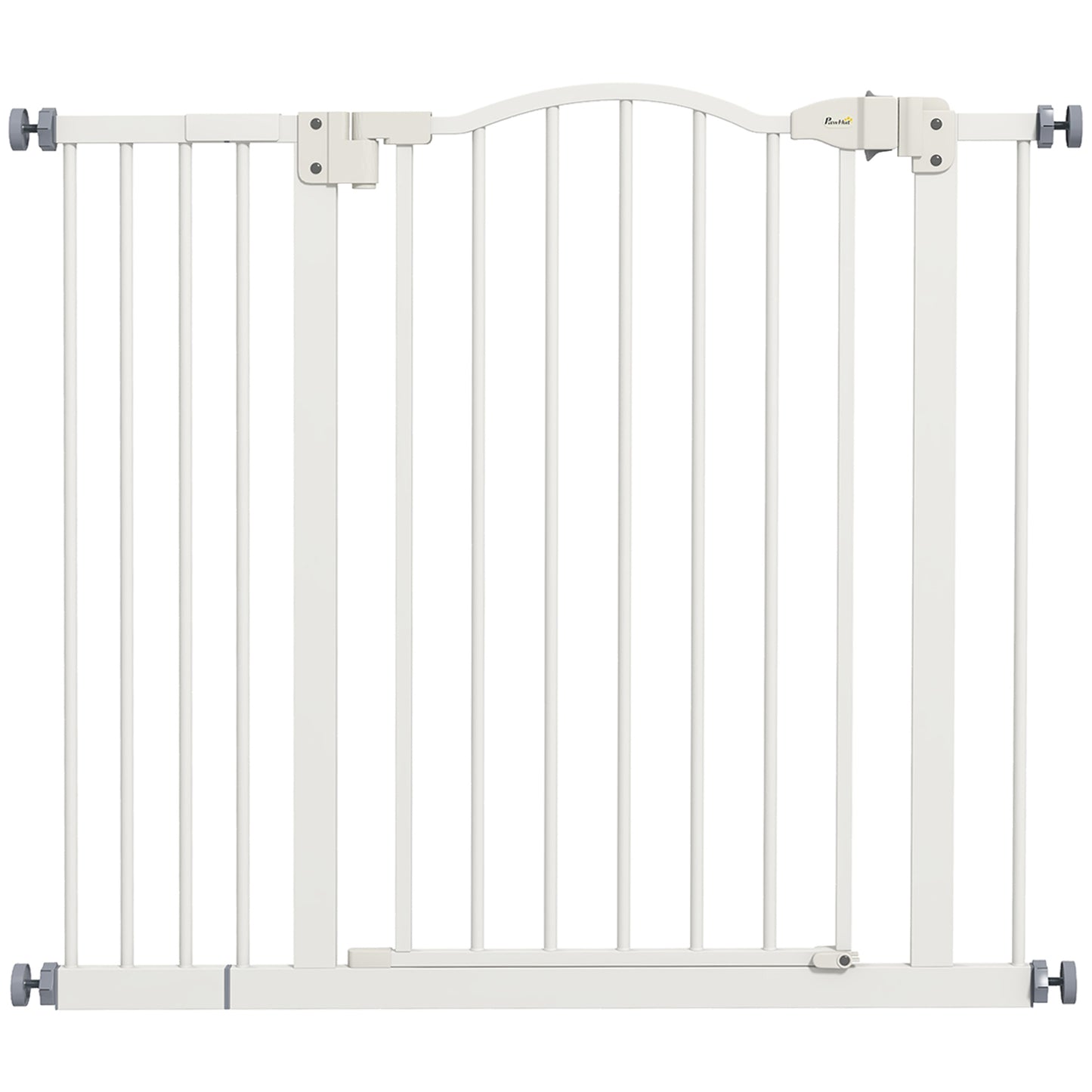 Photo of PawHut Metal 74-94cm Adjustable Pet Gate Safety Barrier w/ Auto-Close Door White in White colour on a white background