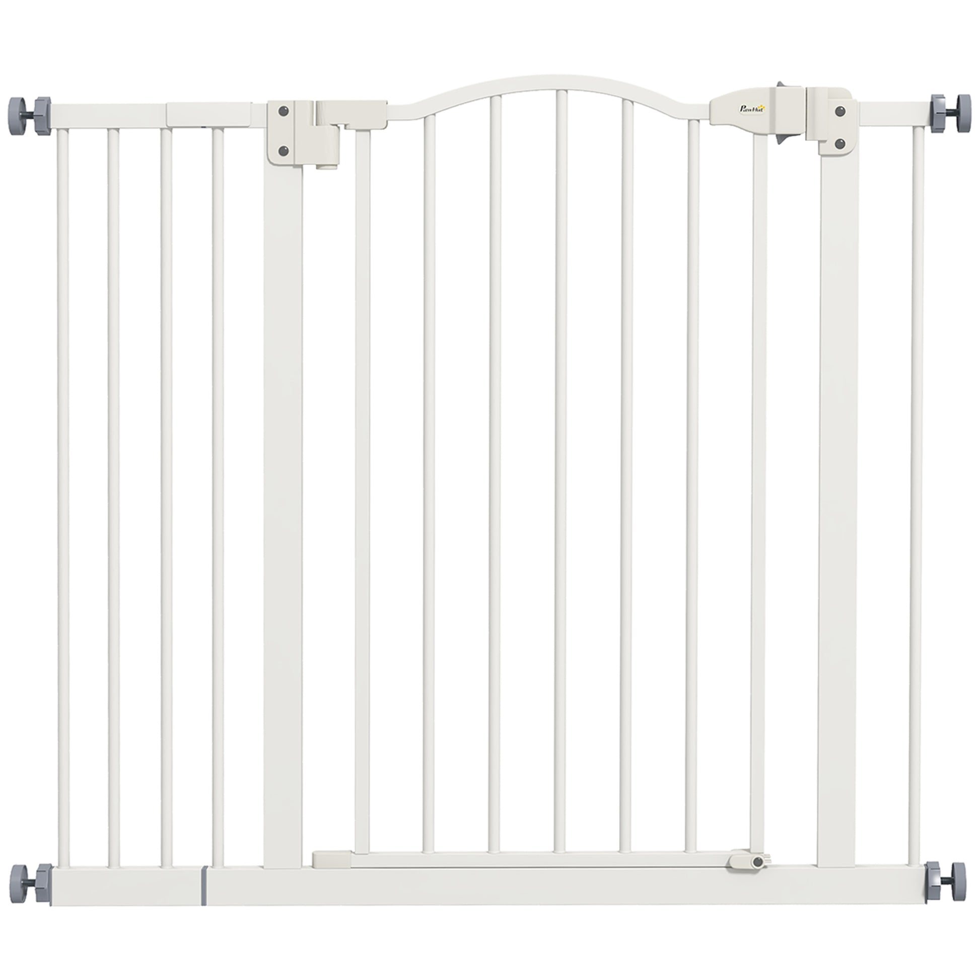 Photo of PawHut Metal 74-94cm Adjustable Pet Gate Safety Barrier w/ Auto-Close Door White in White colour on a white background