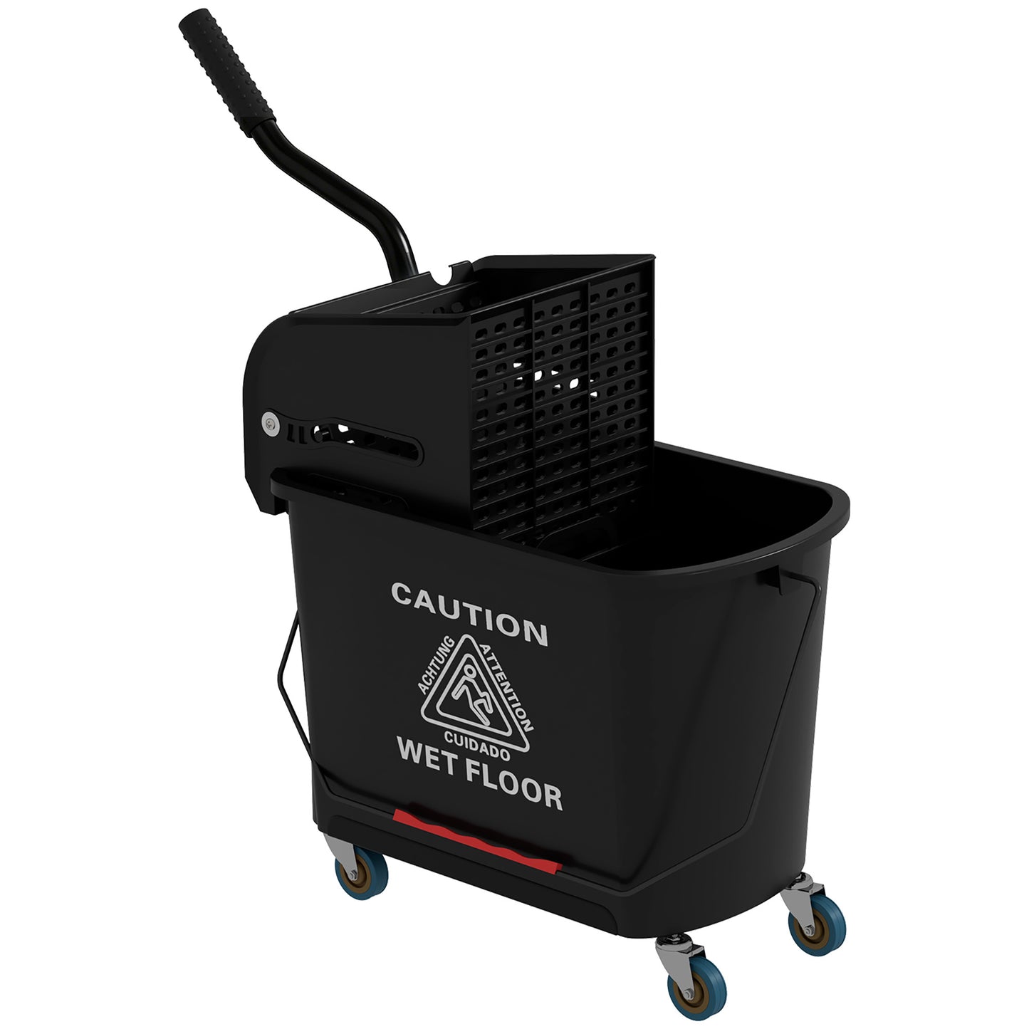 Photo of HOMCOM 20L Compact Mop Bucket on Wheels, with Water Separation Panel - Black in Black colour on a white background