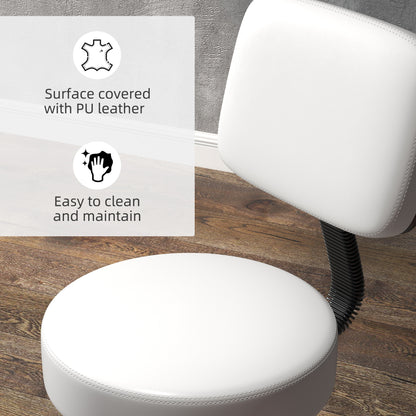 White salon chair with PU leather upholstery and padded seat and backrest