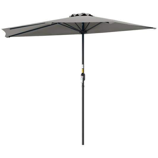 Photo of Outsunny Half Round Parasol Umbrella - Light Grey in Grey colour on a white background