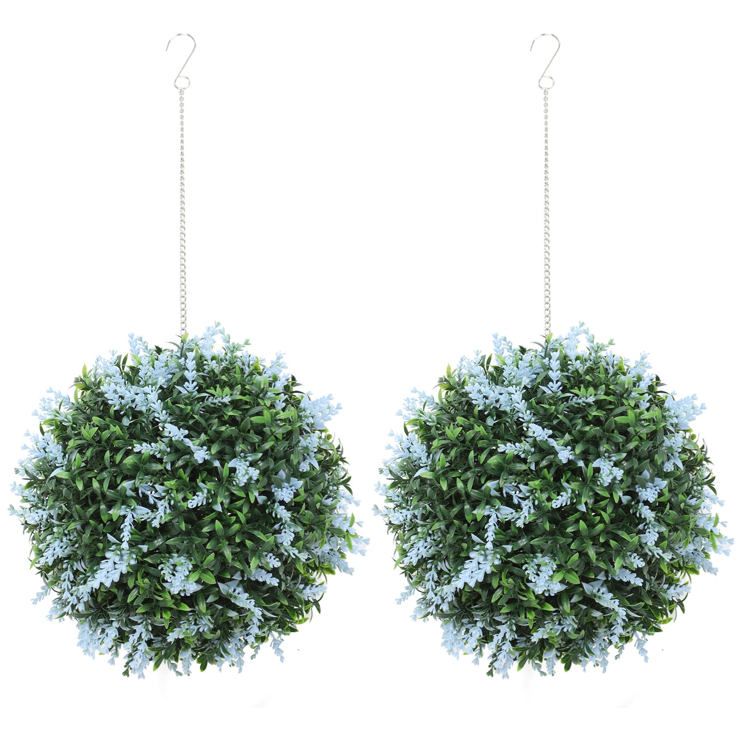 Photo of HOMCOM Set of 2 Artificial Plant Topiary Balls, UV-protected Fake Decorative Plants, Blue in Blue colour on a white background