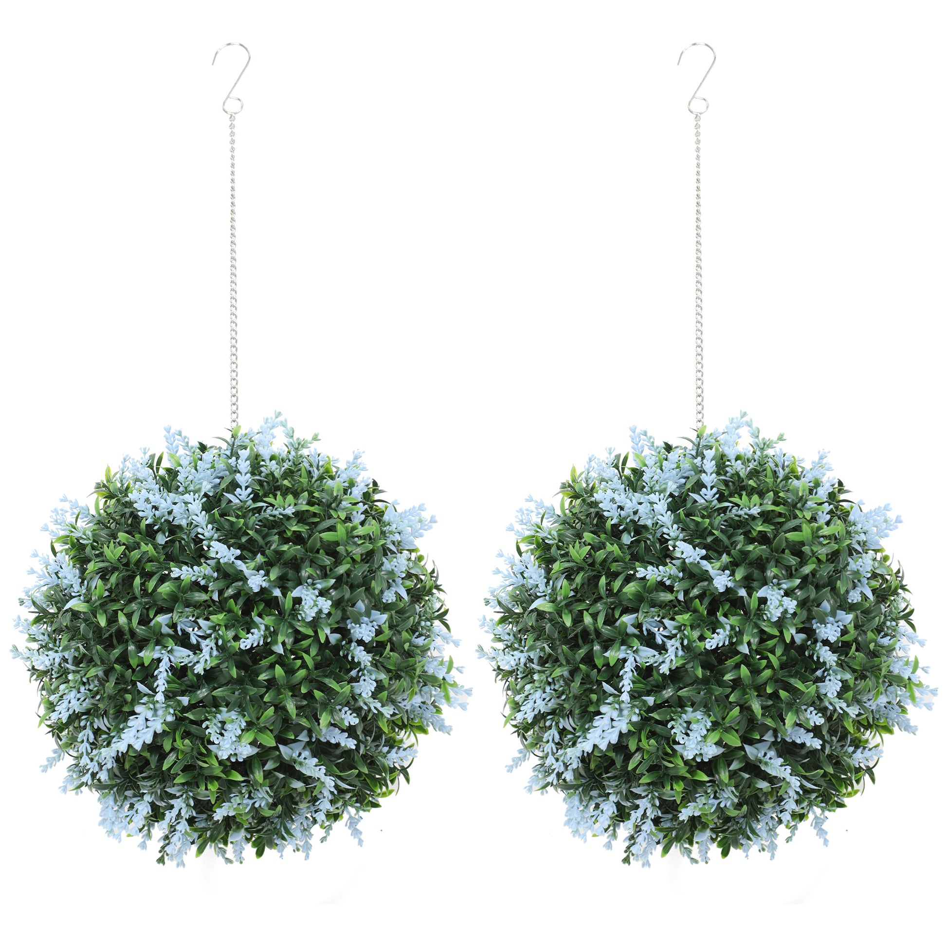 Photo of HOMCOM Set of 2 Artificial Plant Topiary Balls, UV-protected Fake Decorative Plants, Blue in Blue colour on a white background