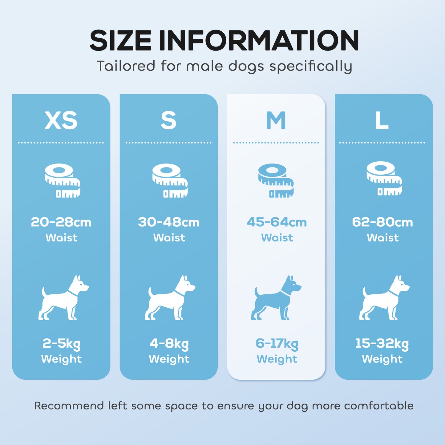 PawHut Dog Diapers Super Absorbent Leak-Proof Dog Nappies for Male Dogs Size M 45-64 cm Waist