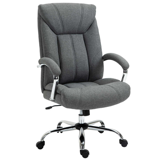 Photo of Vinsetto  Office Chair, Fabric Desk Chair, Padded Executive Chair with Adjustable Height, Swivel Wheels, Metal Star Base, Grey in Grey colour on a white background
