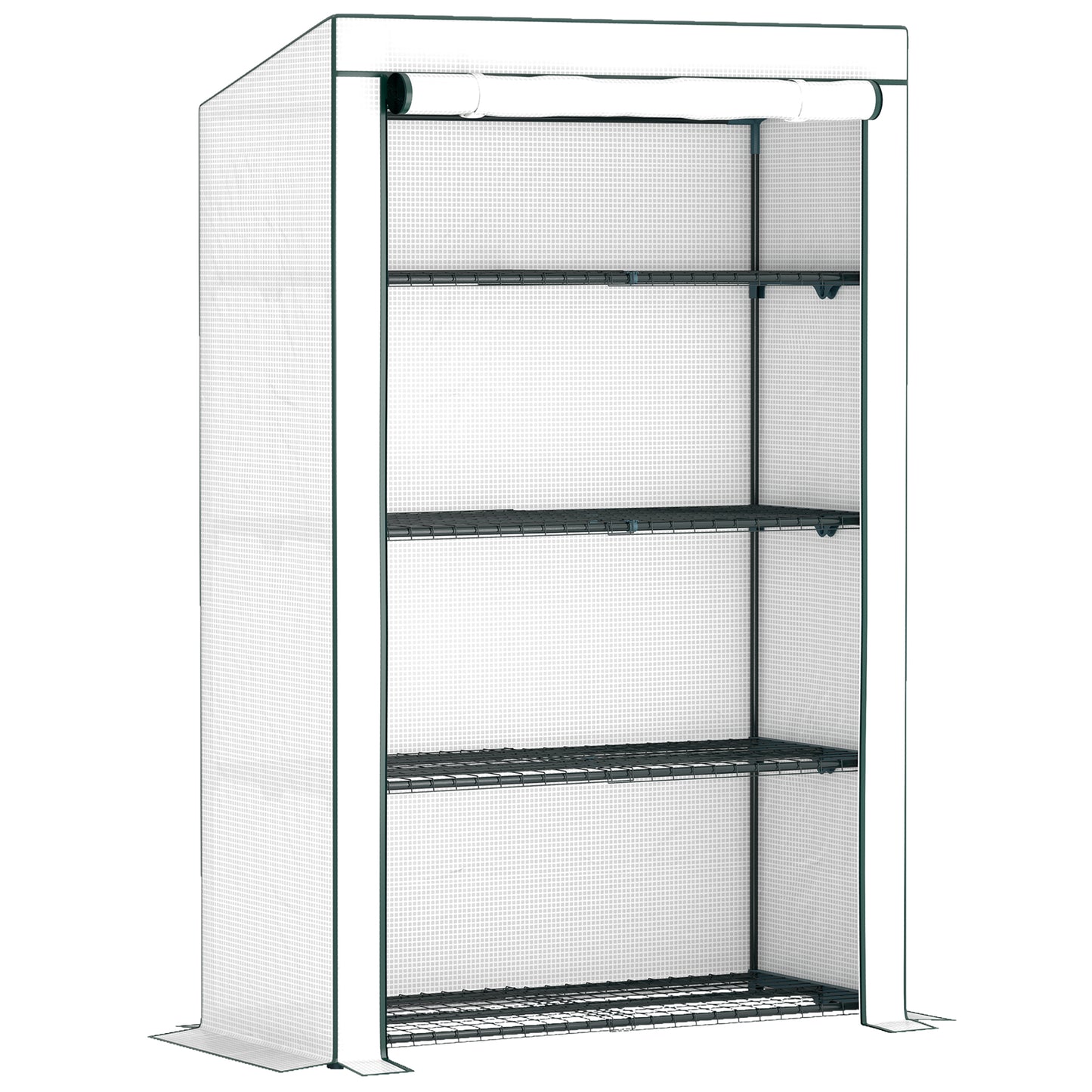 Photo of Outsunny Four-Tier Mini Greenhouse - Green/White in Green/White colour on a white background