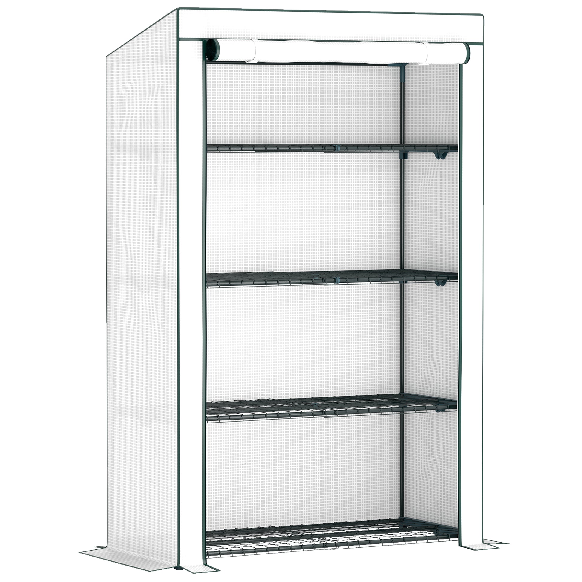 Photo of Outsunny Four-Tier Mini Greenhouse - Green/White in Green/White colour on a white background