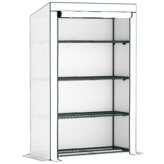 Photo of Outsunny Four-Tier Mini Greenhouse - Green/White in Green/White colour on a white background