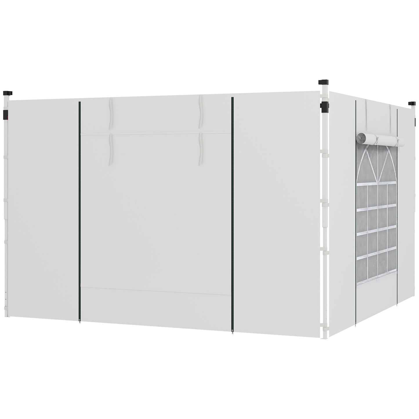 Photo of Outsunny Gazebo Side Panels, 2 Pack Sides Replacement, for 3x3(m) or 3x6m Pop Up Gazebo, with Windows and Doors, White in White colour on a white background