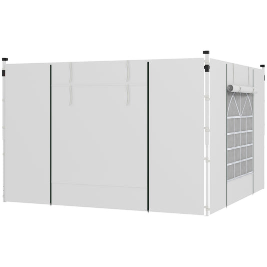 Photo of Outsunny Gazebo Side Panels, 2 Pack Sides Replacement, for 3x3(m) or 3x6m Pop Up Gazebo, with Windows and Doors, White in White colour on a white background