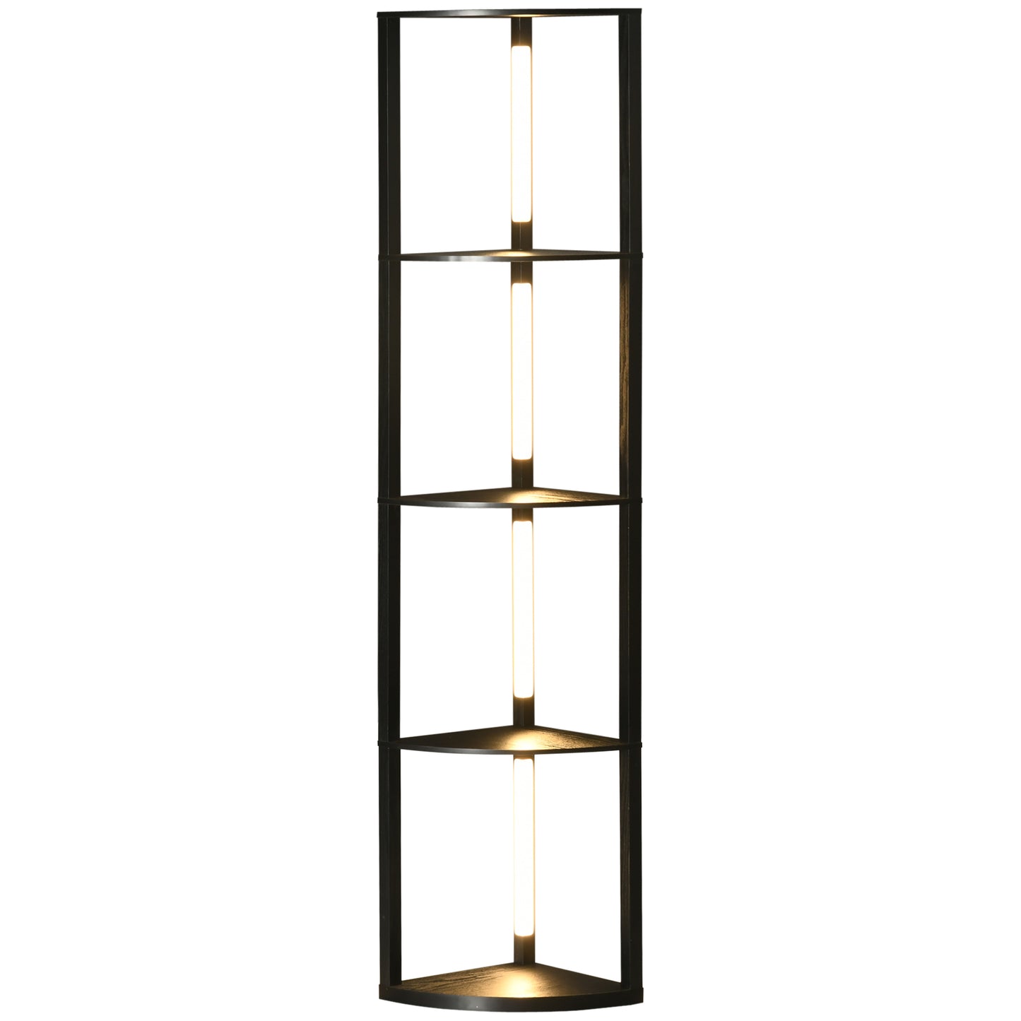 Photo of HOMCOM Corner Floor Lamp for Living Room Bedroom with Dimmable Warm White LED Light, Modern Tall Standing Lamp, Black in Black colour on a white background