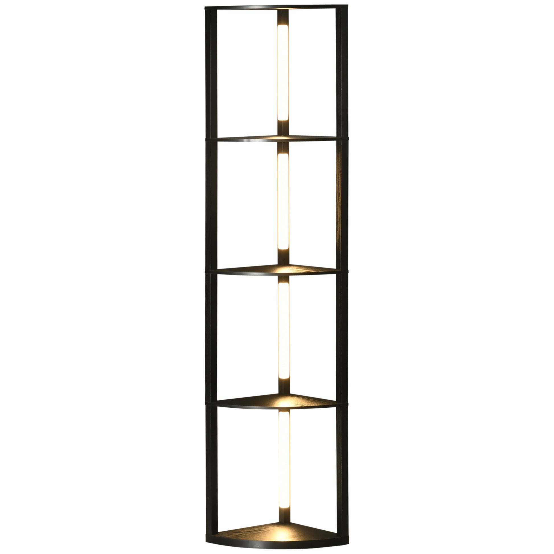 Photo of HOMCOM Corner Floor Lamp for Living Room Bedroom with Dimmable Warm White LED Light, Modern Tall Standing Lamp, Black in Black colour on a white background