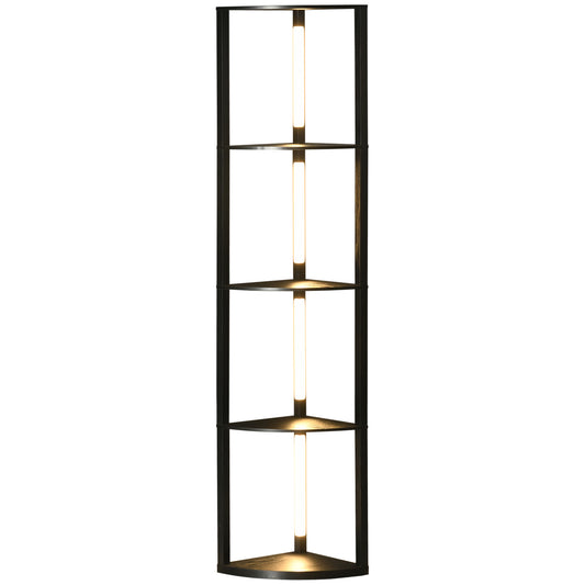 Photo of HOMCOM Corner Floor Lamp for Living Room Bedroom with Warm White LED Light, Modern Tall Standing Lamp, Black in Black colour on a white background