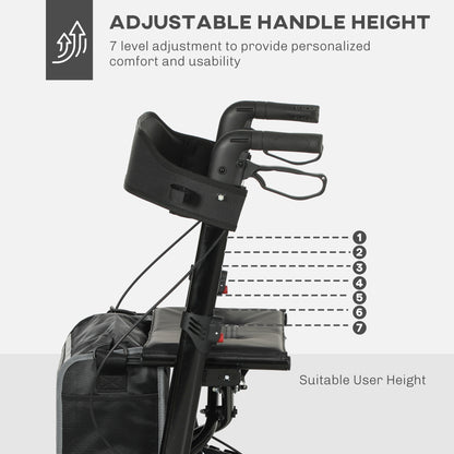 HOMCOM rollator walker handle with hand brakes and seven adjustable height settings