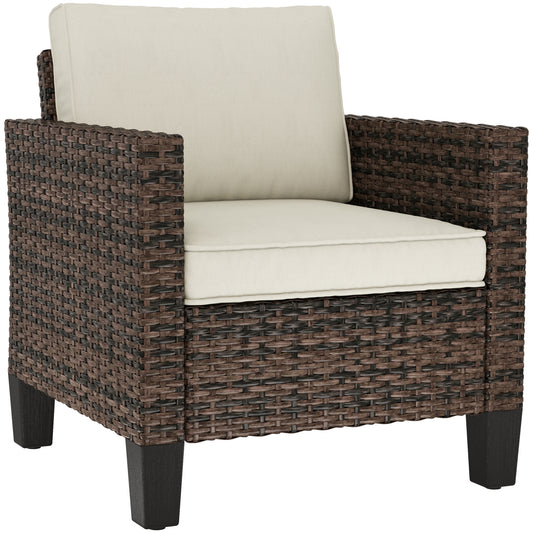 Photo of Outsunny Single Rattan Armchair, with Cushions - Brown in Brown colour on a white background