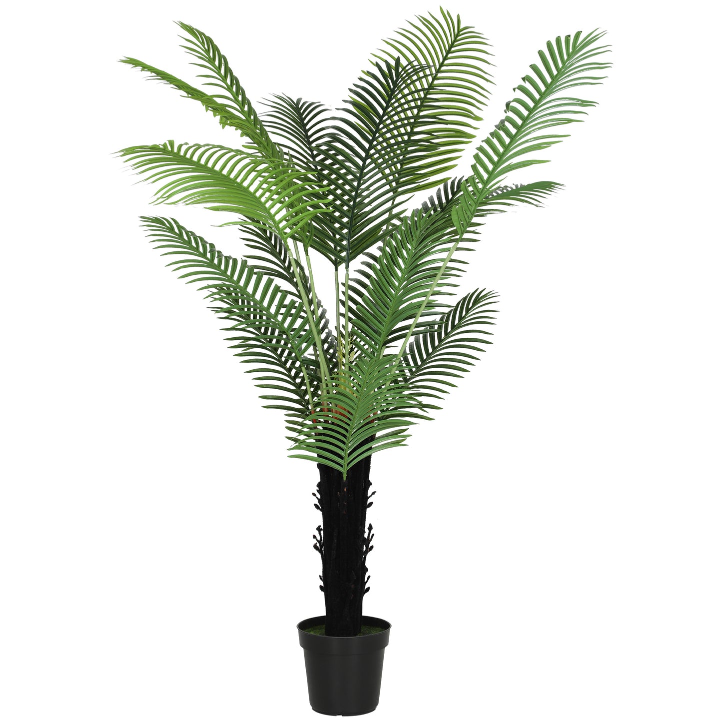 Photo of HOMCOM 175cm Artificial Areca Palm Tree with 16 PE Leaves, Decorative Artificial Plant with Plastic Pot and Flocked Soil, Fake Plant for Home Office Decor, Green in Green colour on a white background