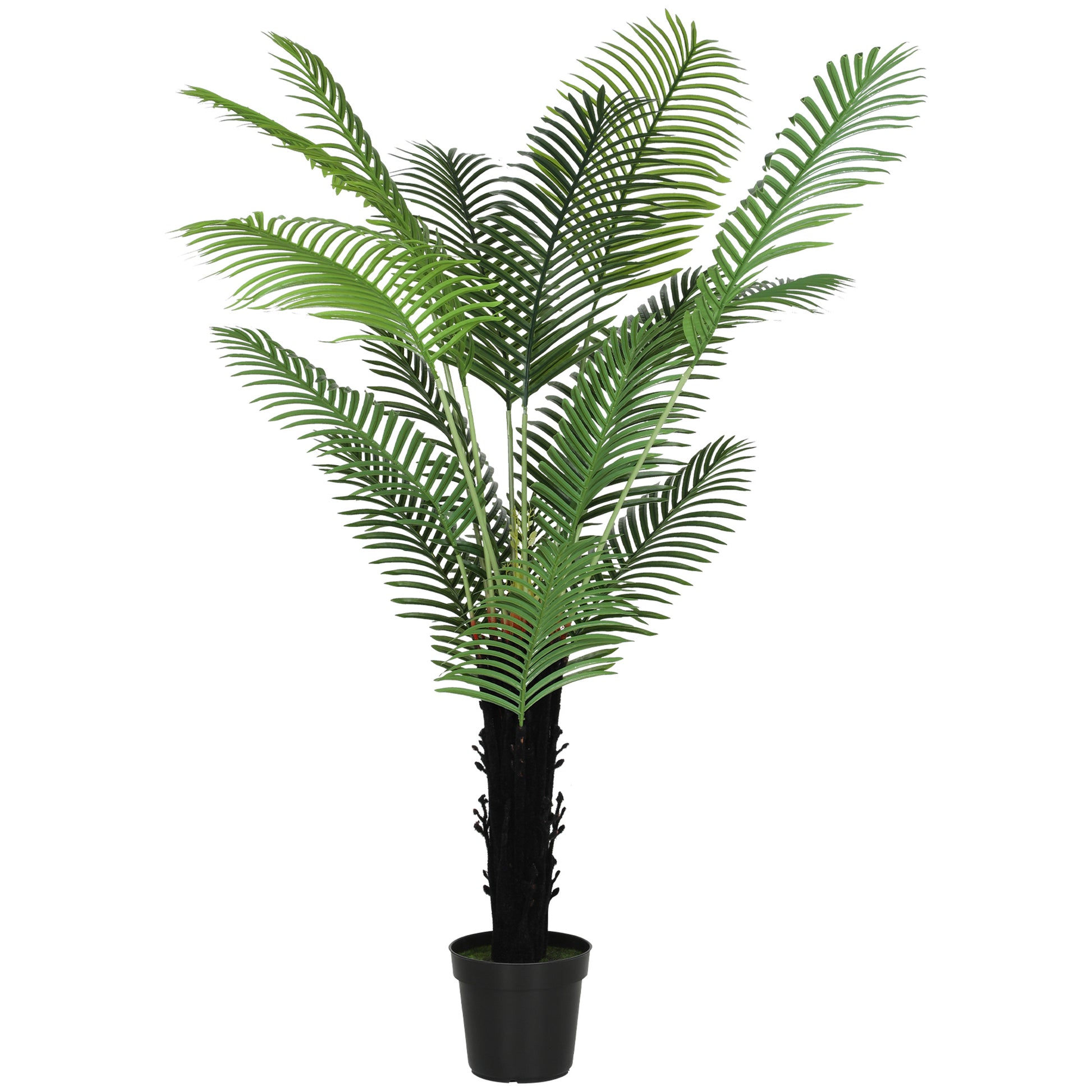 Photo of HOMCOM 175cm Artificial Areca Palm Tree with 16 PE Leaves, Decorative Artificial Plant with Plastic Pot and Flocked Soil, Fake Plant for Home Office Decor, Green in Green colour on a white background