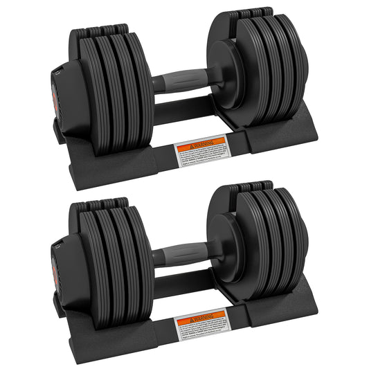 Photo of SPORTNOW 2 x 24KG Adjustable Dumbbells Set, 4-in-1 Weights Set with Storage Tray and Non-Slip Handle, Home Gym Fitness Equipment, Black in Black colour on a white background