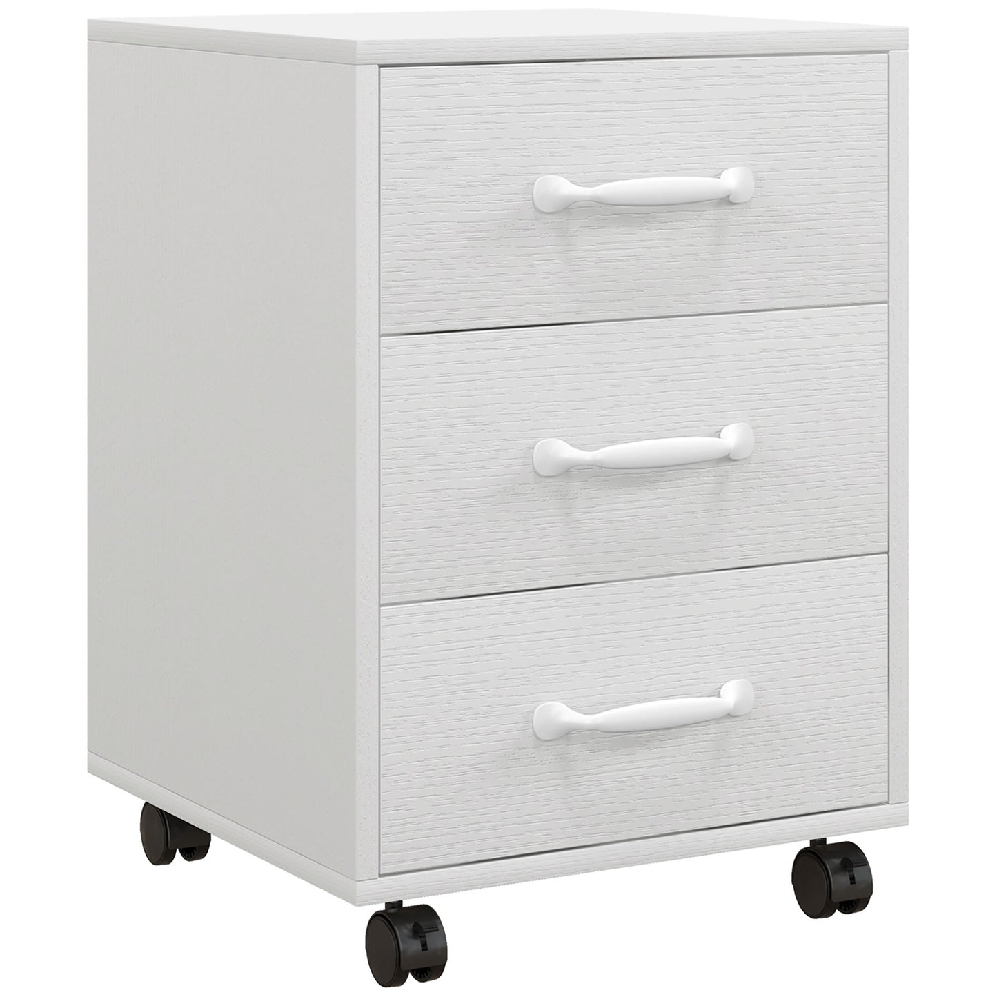 Photo of HOMCOM 3 Drawer File Cabinet, Mobile Filing Cabinet on Wheels for Home Office, Study, White in White colour on a white background