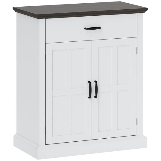 Photo of HOMCOM Farmhouse Sideboard with 3 cm Thick Top 2 Barn Doors - White in White colour on a white background