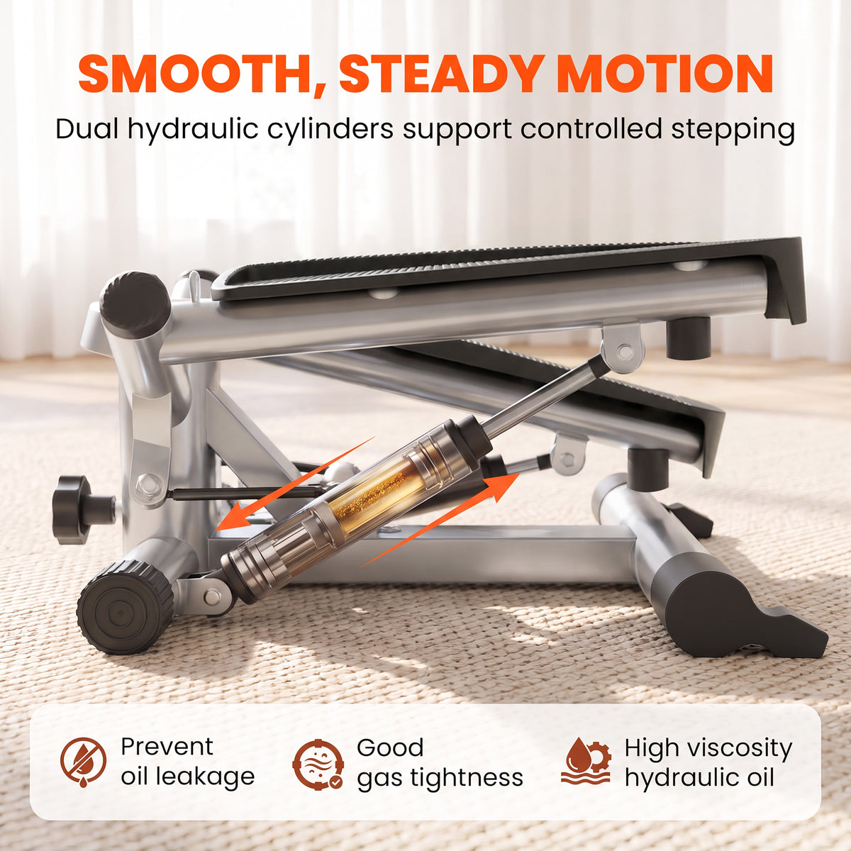 HOMCOM mini stepper underside showing dual hydraulic cylinders