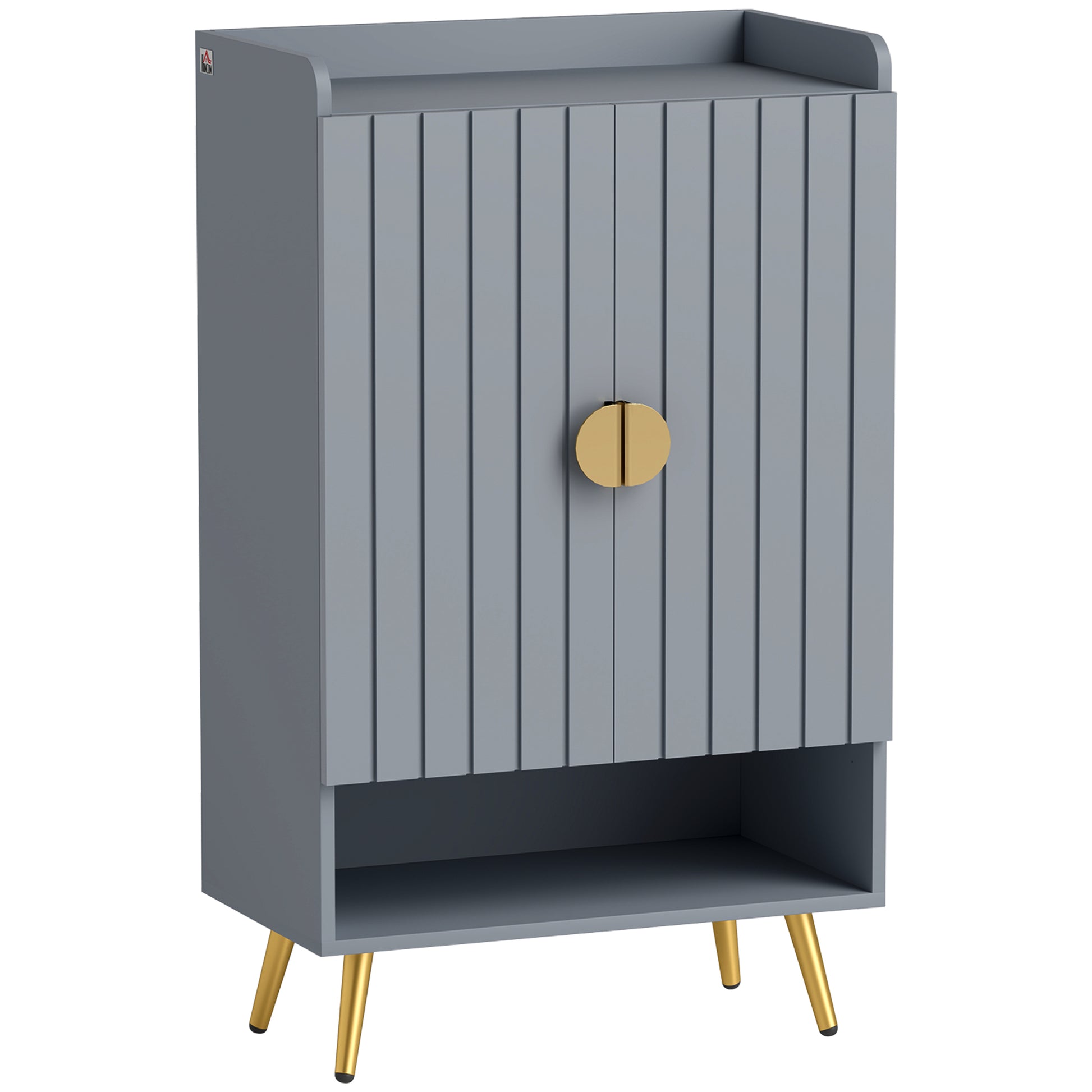 Photo of HOMCOM Modern Shoe Cabinet with 2 Doors, Open Shelf and Adjustable Shelves, 15 Pair Hallway Shoe Cupboard, Entryway Storage Unit, Light Grey in Grey colour on a white background