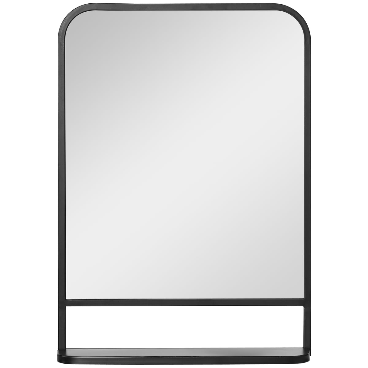 Photo of HOMCOM Modern Square Wall Mirror with Storage Shelf, 70 x 50 cm Mirrors for Living Room, Bedroom, Black in Black colour on a white background