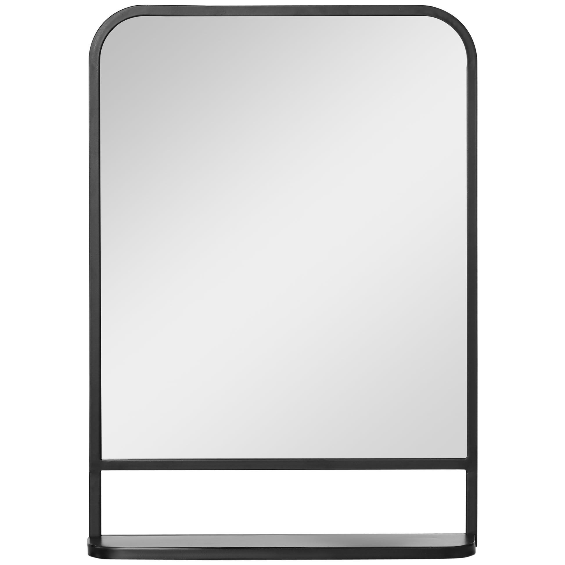 Photo of HOMCOM Modern Square Wall Mirror with Storage Shelf, 70 x 50 cm Mirrors for Living Room, Bedroom, Black in Black colour on a white background