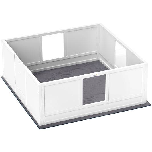 Photo of PawHut Whelping Box for Dogs with Whelping Pad, Adjustable Entrance, Non-slip Foot Pads, for Large Dogs, 124 x 120cm in 120cm colour on a white background