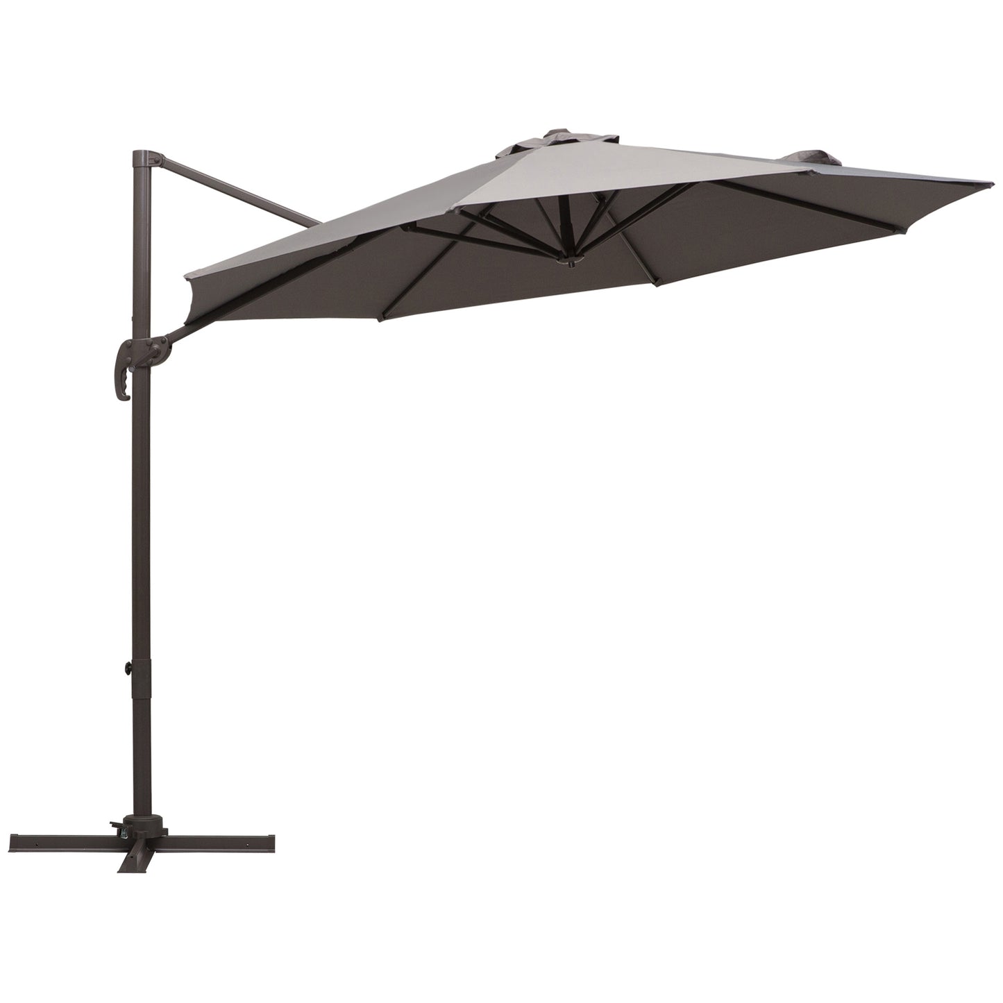 Photo of Outsunny 3m Cantilever Aluminium Frame Outdoor Garden Parasol Grey in Grey colour on a white background