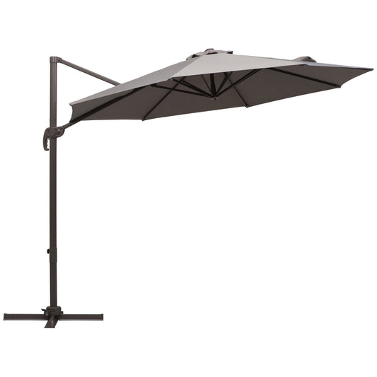 Photo of Outsunny 3m Cantilever Aluminium Frame Outdoor Garden Parasol Grey in Grey colour on a white background